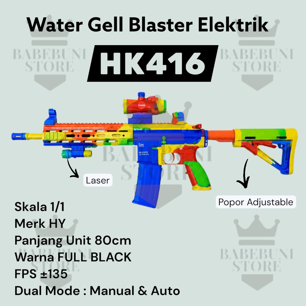 Mainan Anak Cowok Tembak Water Gell Blaster WGB HK416 Elektrik Dual Mode Full Auto