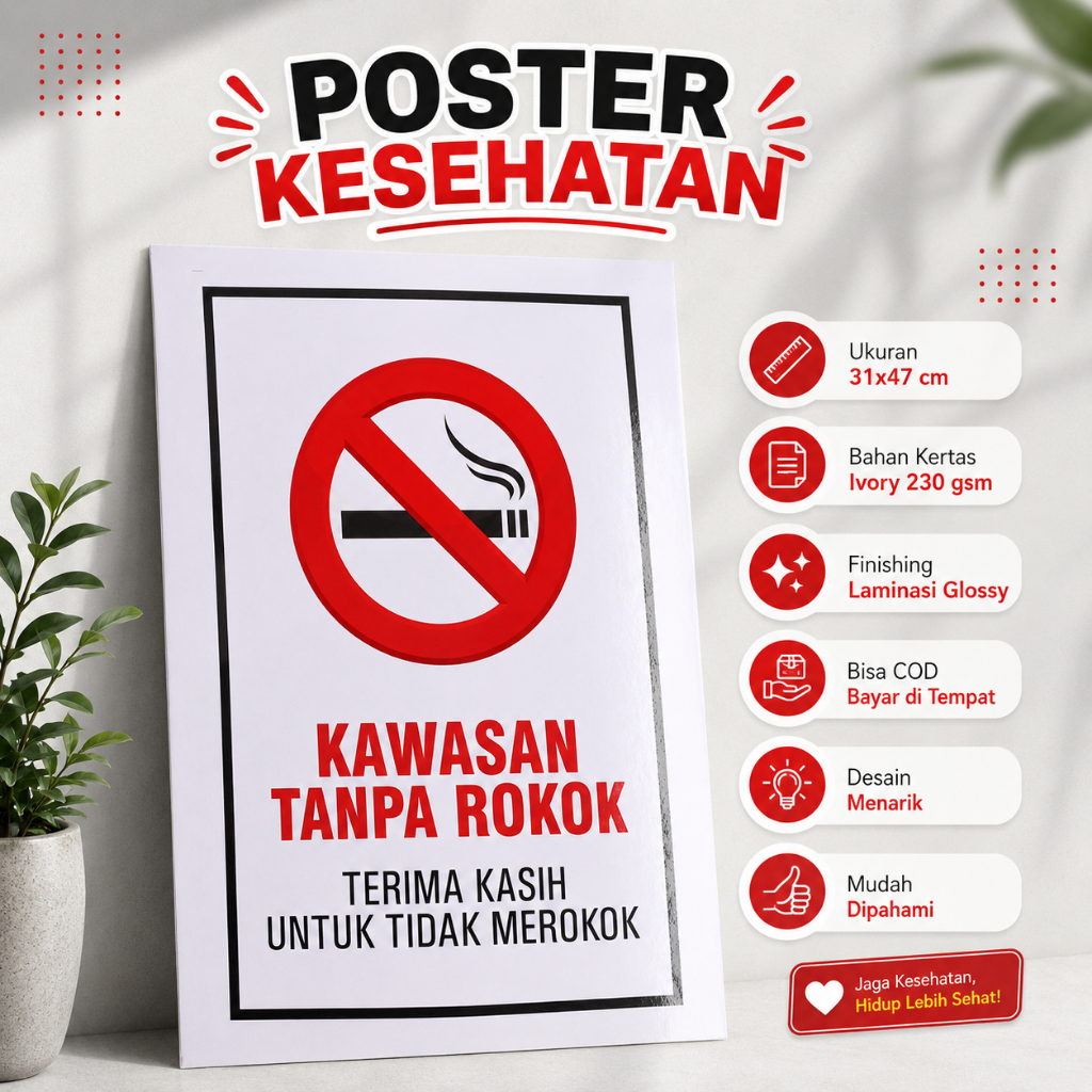 Poster Kawasan Tanpa Rokok - Poster Dilarang Merokok - No Smoking