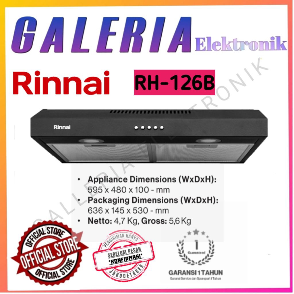 RINNAI COOKER HOOD RH-126B / RH 126 B / RH126B