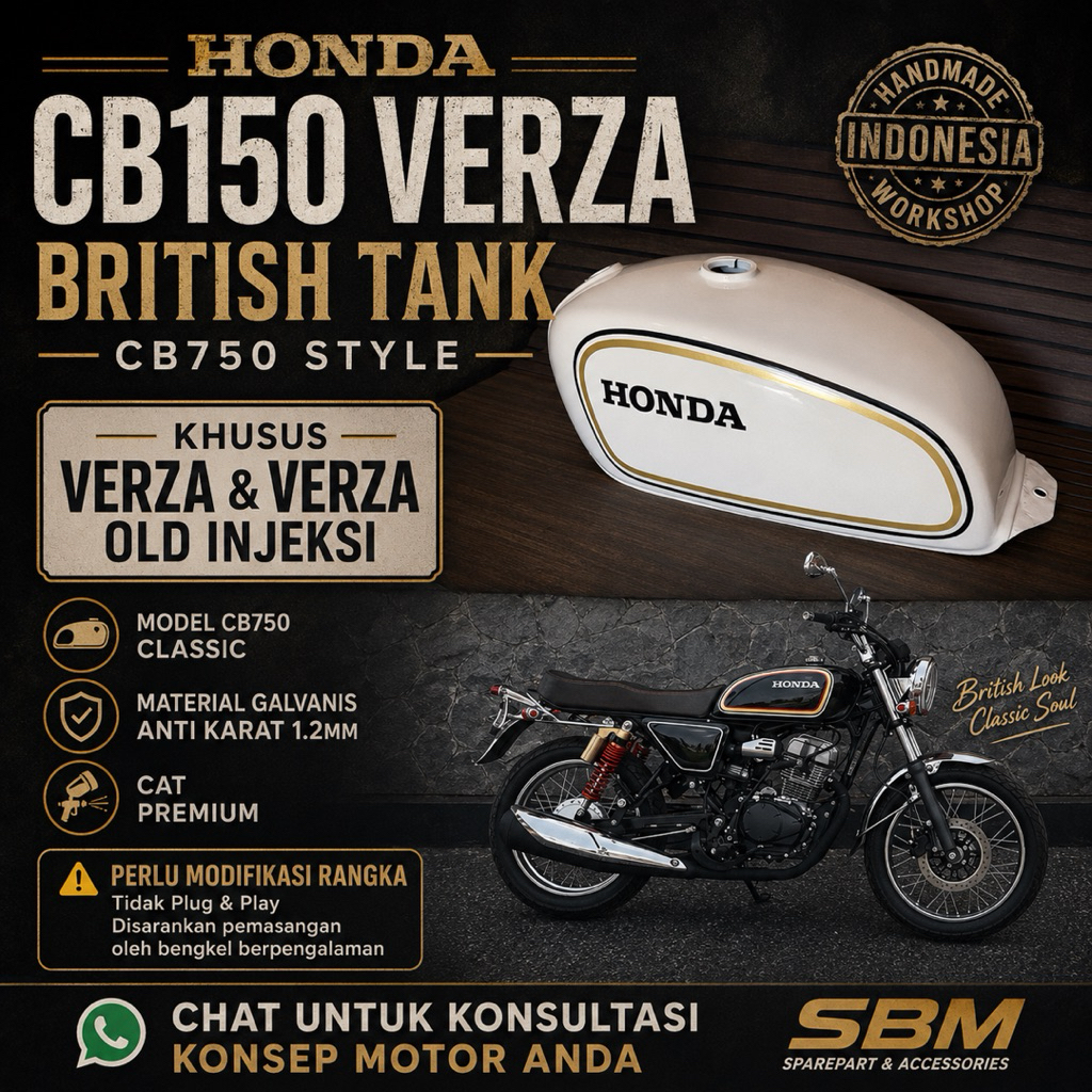TANGKI CB750 HONDA CB150 VERZA | TANGKI BRITISH VERZA | GALVANIS 1.2MM | CUSTOM VERZA