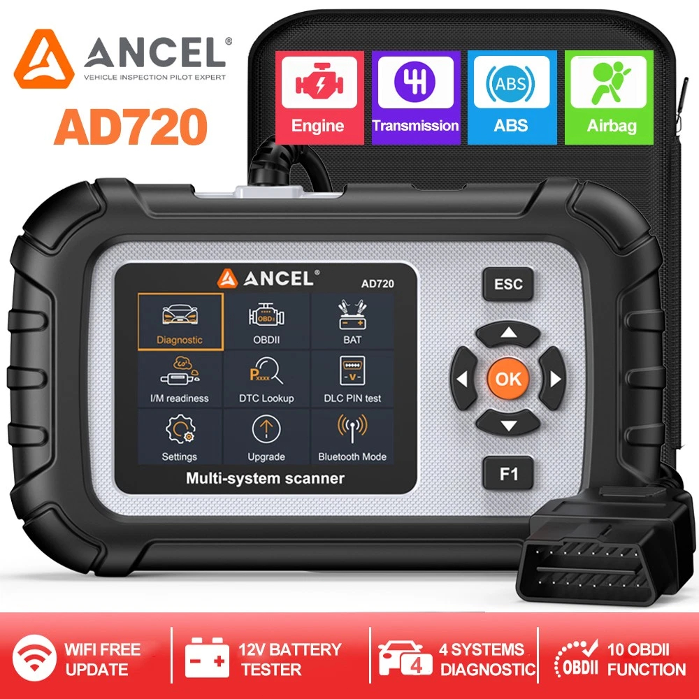 ANCEL AD720 OBDII OBD2 Scanner Mobil Car ABS SRS Transmission Engine Diagnostic Scanner Tool & Car A
