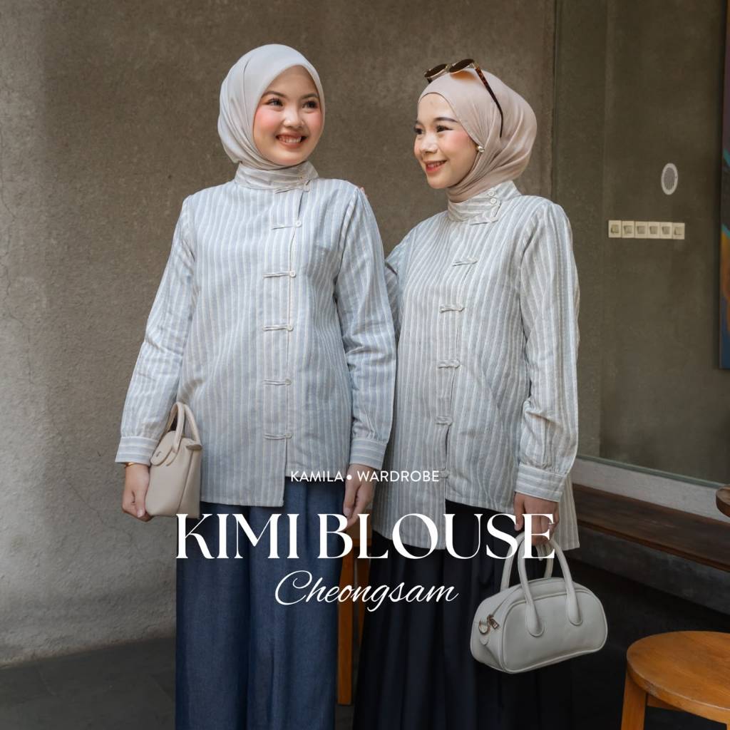 Kamila - KIMI BLOUSE CHEONGSAM || Atasan Kemeja Wanita Asimetris Cheongsam Lengan Panjang
