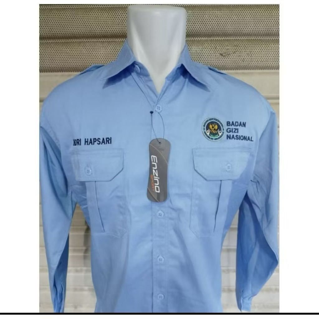 SERAGAM BGN/KEMEJA BGN FULL BORDIR TIDAK TIMBUL/KEMEJA CUSTOM BORDIR/KEMEJA BGN LENGAN PANJANG