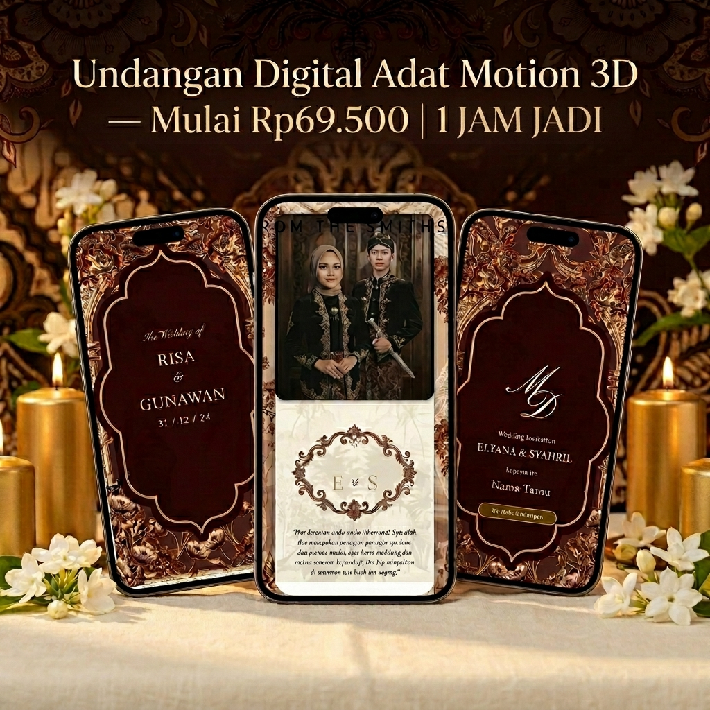 [1 JAM JADI] Undangan Digital Nikah Motion 3D Tema Adat Jawa | FREE REVISI