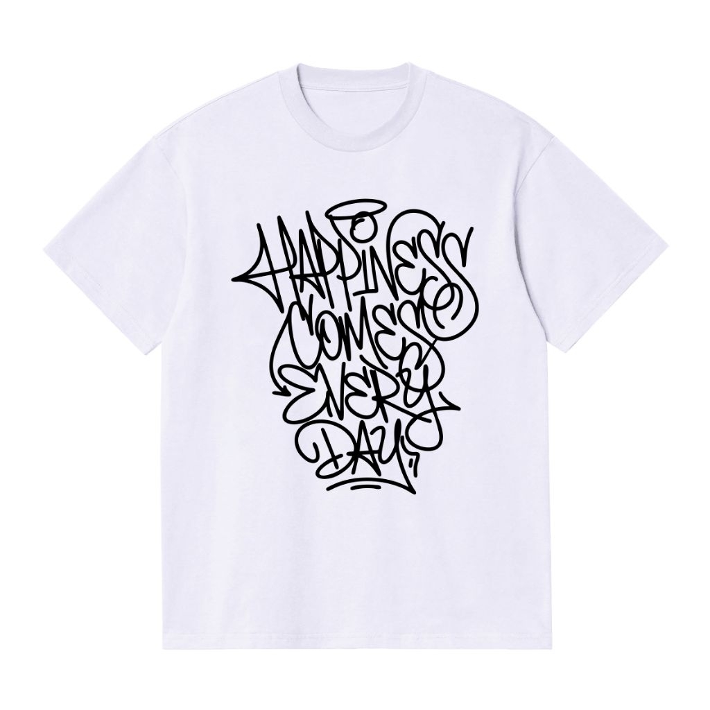 Saubhagya T-Shirt Bombing White Kaos Pria Kaos Distro Cowok Skena Graffiti Bombing Cotton Combed 24s
