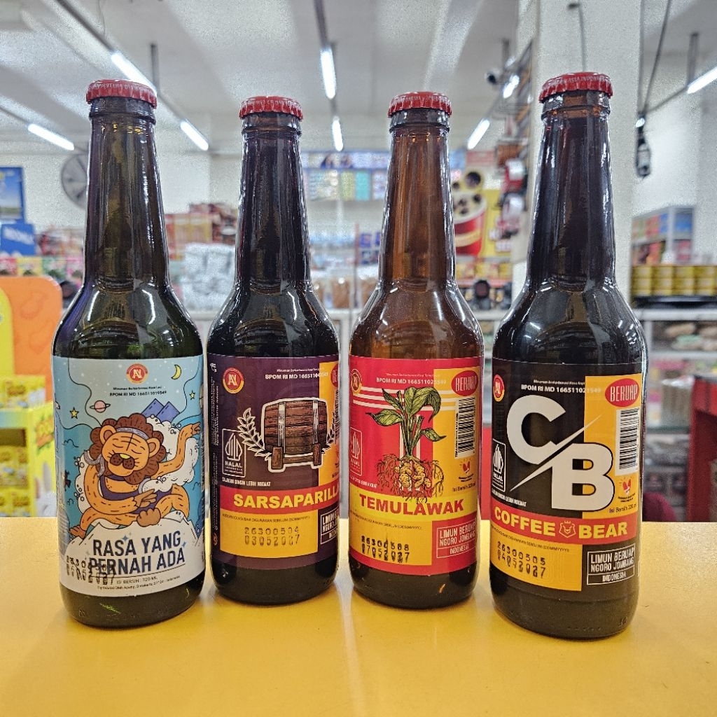 BOTOL 320ML - MINUMAN LIMUN SODA RASA YANG PERNAH ADA - SARSAPARILLA - TEMULAWAK - COFFEE BEAR / BOT