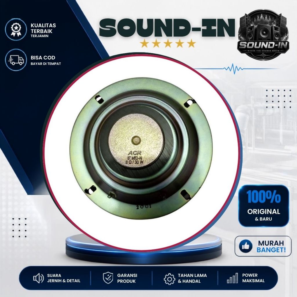 Speaker ACR 5 Inch ACR Mid N Mid-N 30 Watt ACR Middle Mid Range 5 Inch Mid-N