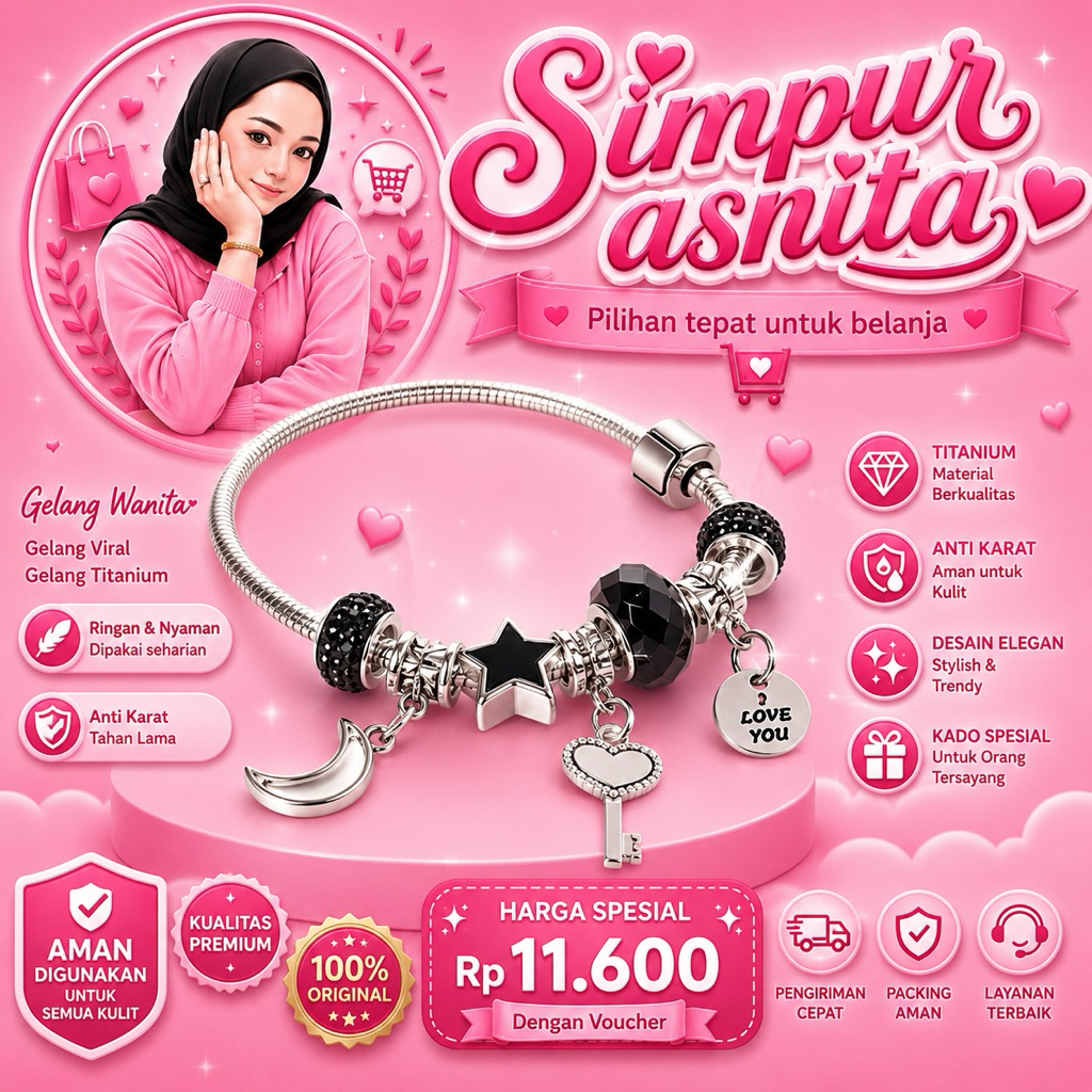 Gelang Wanita / gelang viral / gelang titanium A163