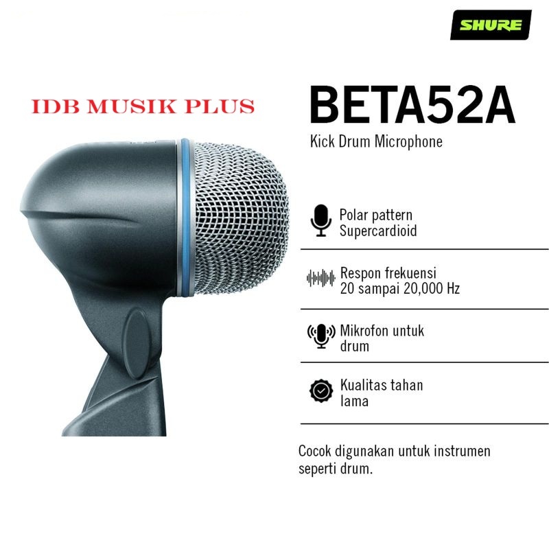 Mic Kick Drum Shure BETA52A BETA 52A Microphone Drum Original