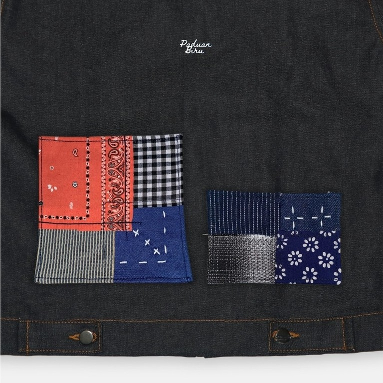 PADUAN BIRU - Sashiko Patchwork x Sobek Jeans | Aksesoris Denim | Patch Denim | Tambalan Denim | Sas