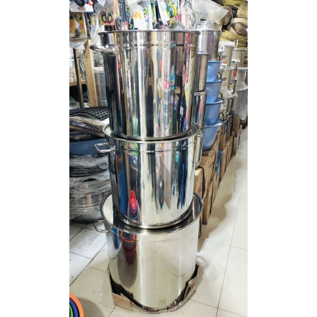 Panci Stainless Steel Jumbo 50cm | Stockpot Panci Besar untuk Catering, Usaha Kuliner & Rebusan