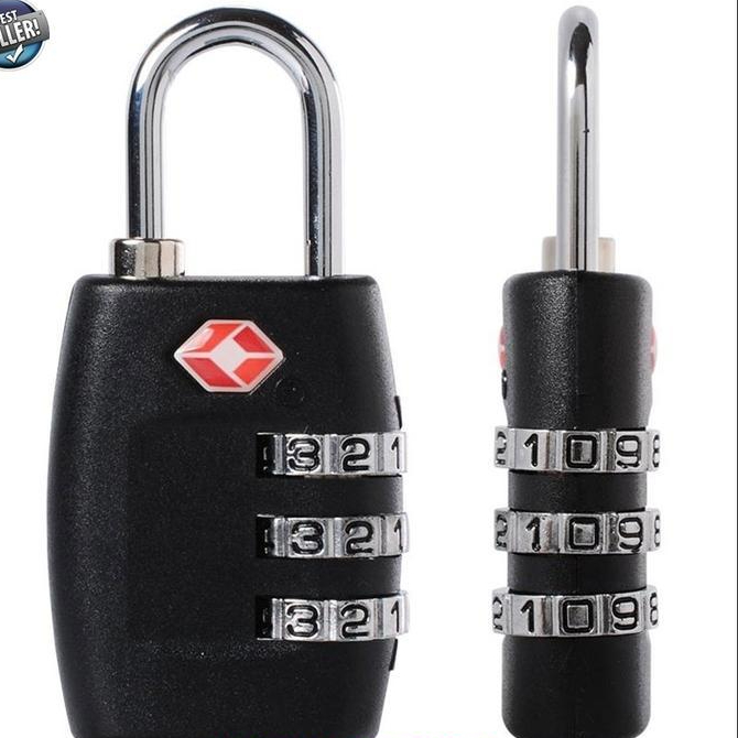 Krisbow Innovation - Kunci Gembok Koper Kombinasi Kode Angka Tsa 335 - Black Y1789, 3 Digit