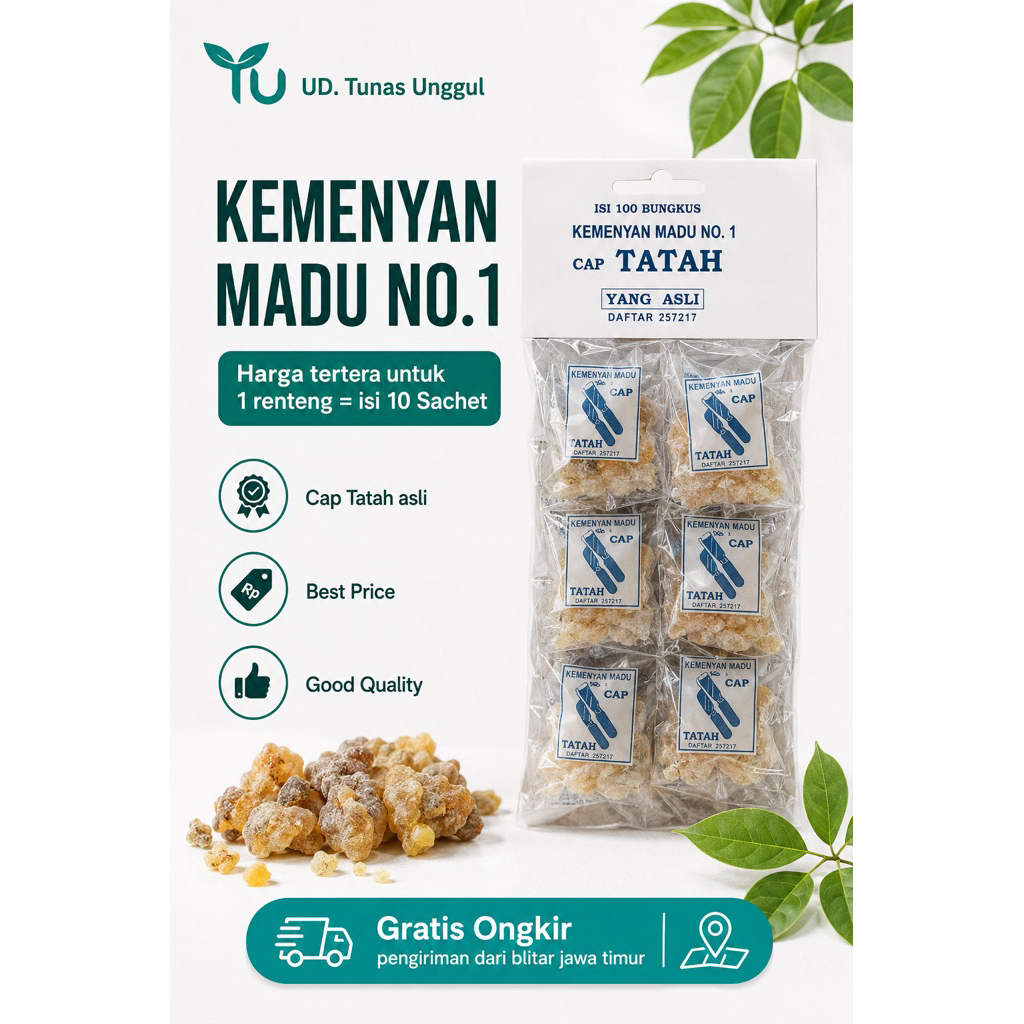 1 Slop KEMENYAN MADU NO.1 CAP TATAH/ 1 SLOP ISI 10 Sachet-KEMENYAN ARAB