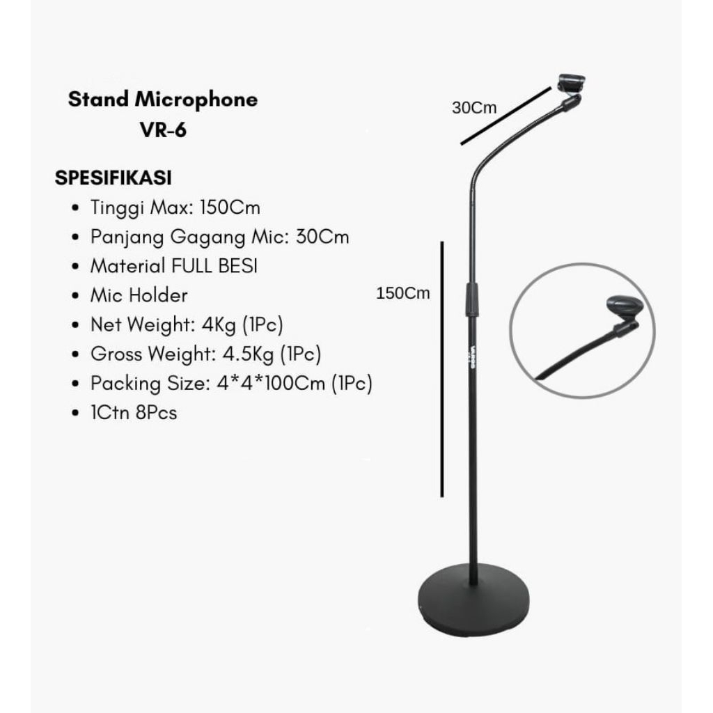 STAND MIC LANTAI STAND VR6 STAND MIC LANTAI BESI