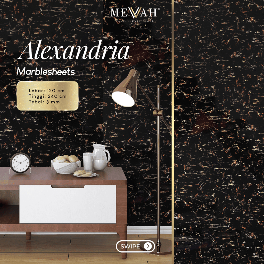 Mevvah Marble Series Wall Panel Motif Alexandria - Wall Panel Dinding Motif Marmer