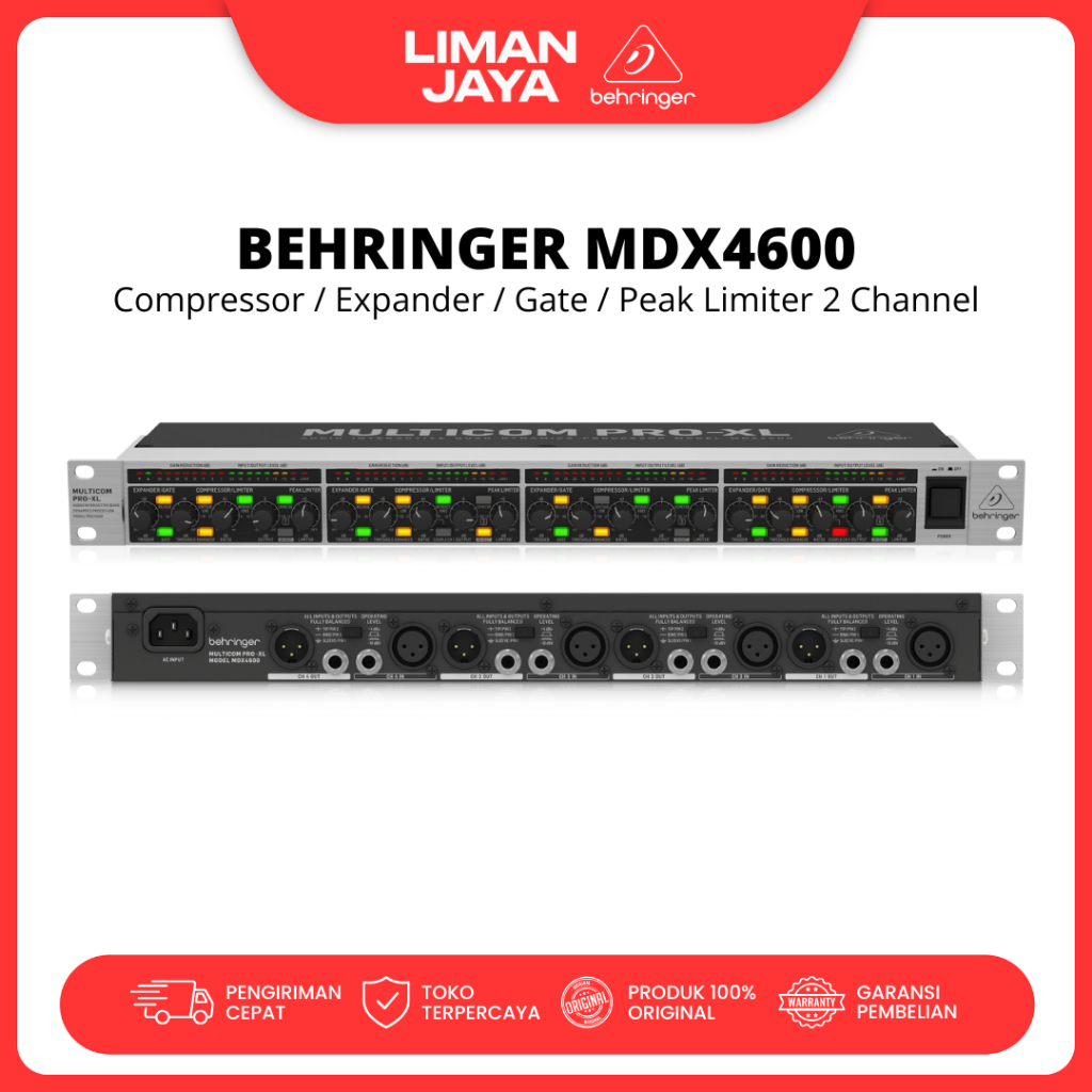 Behringer MDX4600 Compressor Peak Limiter Gate Expander 4 Channel MDX-4600 MDX 4600