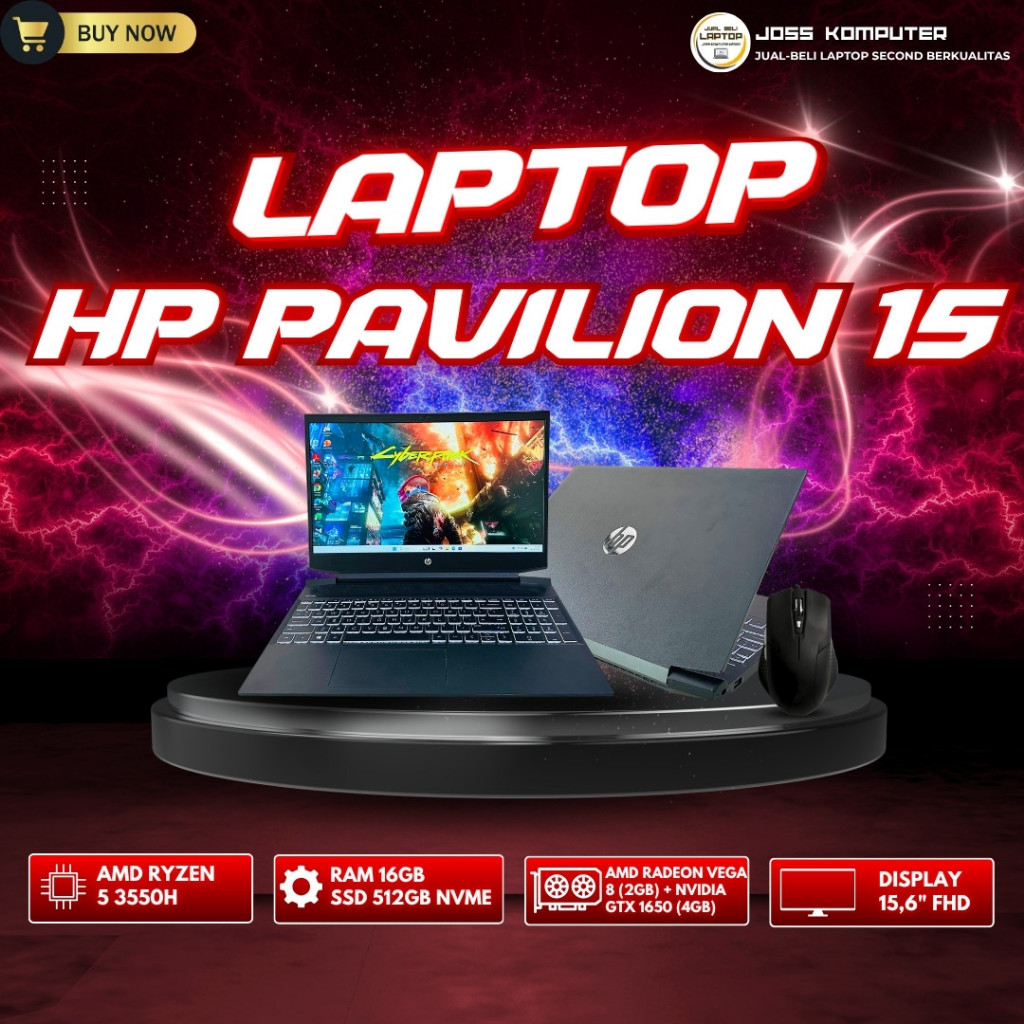LAPTOP Bergaransi HP PAVILION 15-EC0037 - Ram 16GB/SSD 512GB NVMe | Ryzen 5 Paling Murah