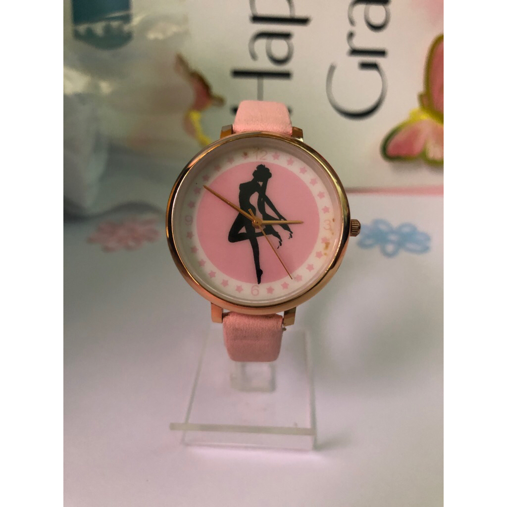 Jam Tangan Sailor Moon Pink  Preloved | Baterai Baru | Mesin Normal | Cocok Koleksi & Kado