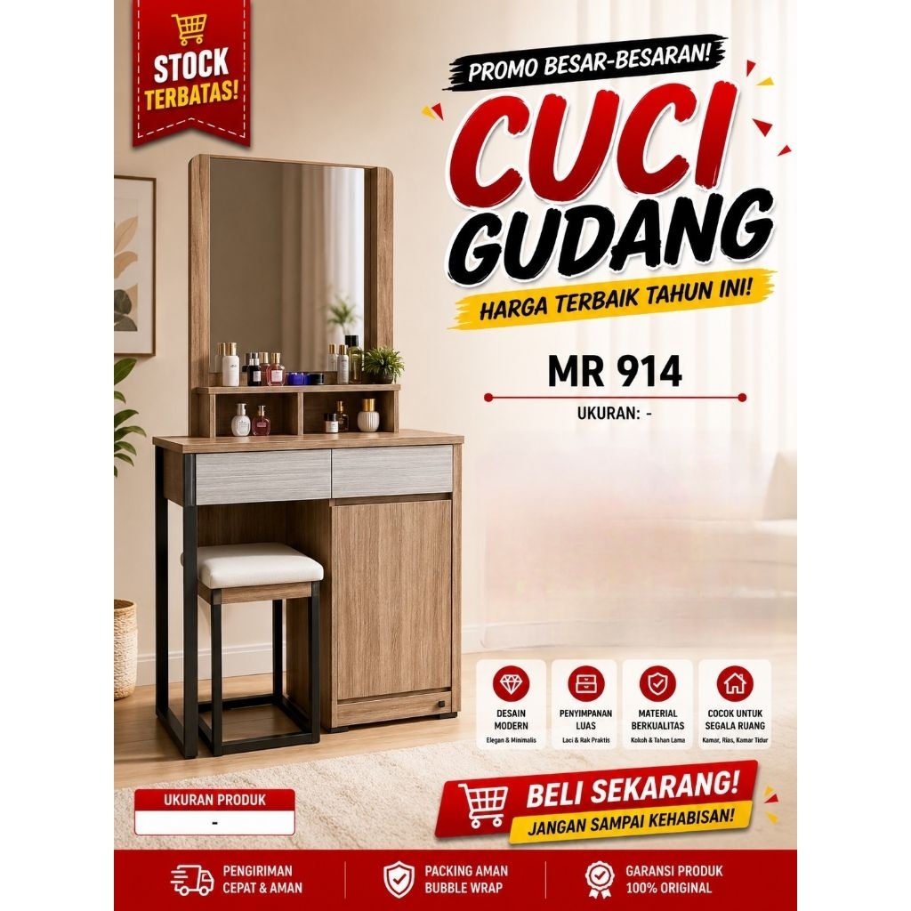 [ Golden Furniture ] Meja Rias Siantano MR 914 - Meja Rias Minimalis Siantano - Tiolet Cantik Kaki E