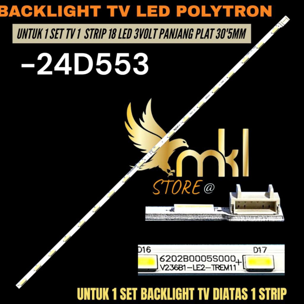 BACKLIGHT TV LED POLYTRON 24 INCH 24D553