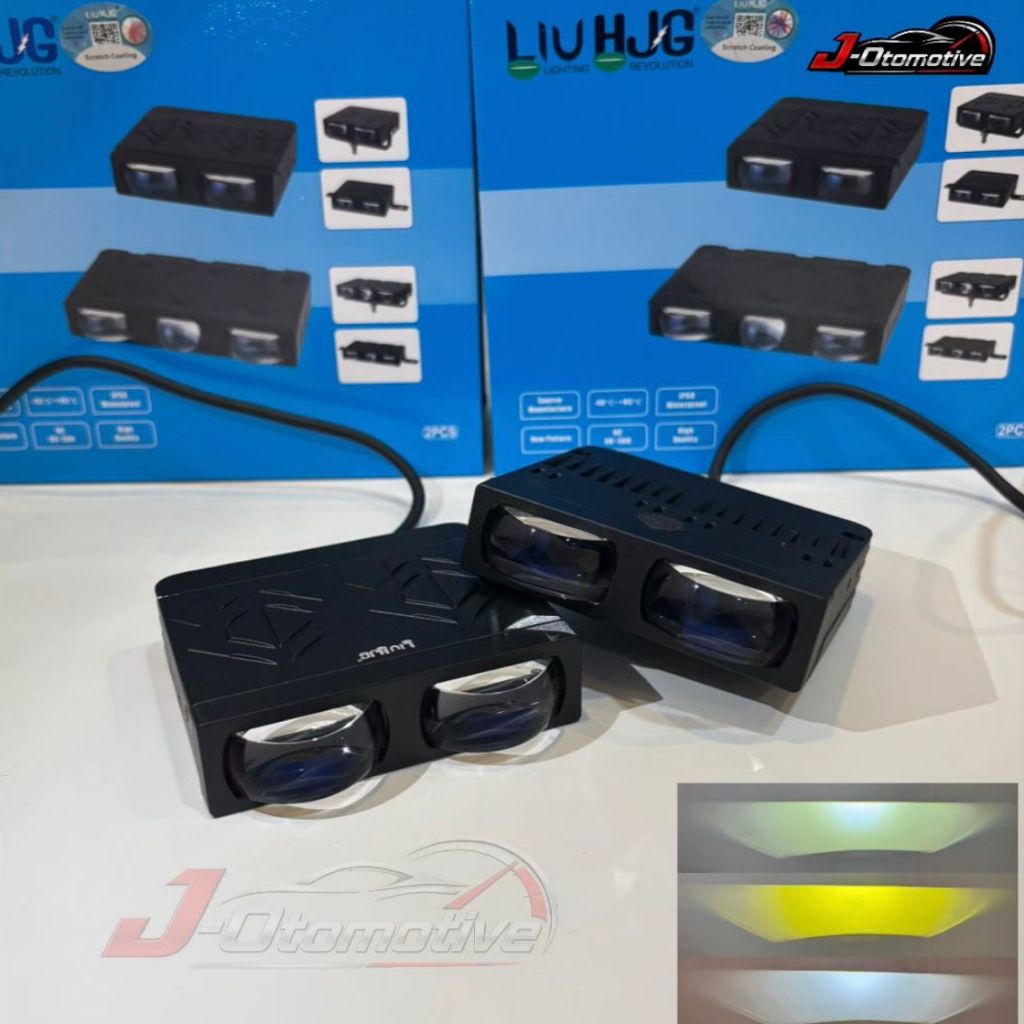 BILED Velolaser HJG 2 Mata Slim LIU HJG Super Terang 9-36V IP67 Lampu Sorot Motor Mobil