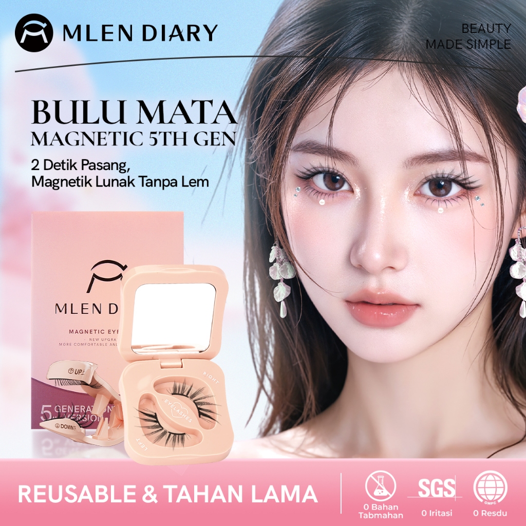 Beli 1 Dapat 4 MLEN DIARY Bulu mata Magnetik Profesional Premium yang Aman, Reusable dengan Paten Du