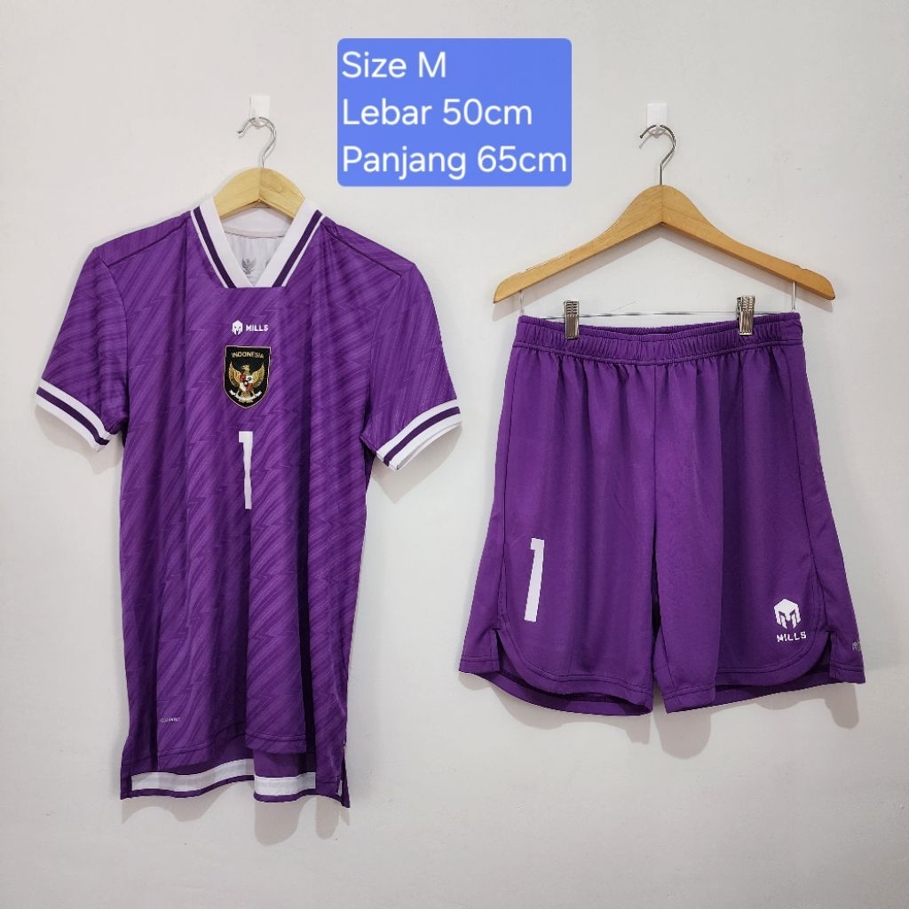 [USED MATCHWORN] Original SET BAJU & CELANA Mills Jersey Timnas Indonesia GK Third Player Issue 2022