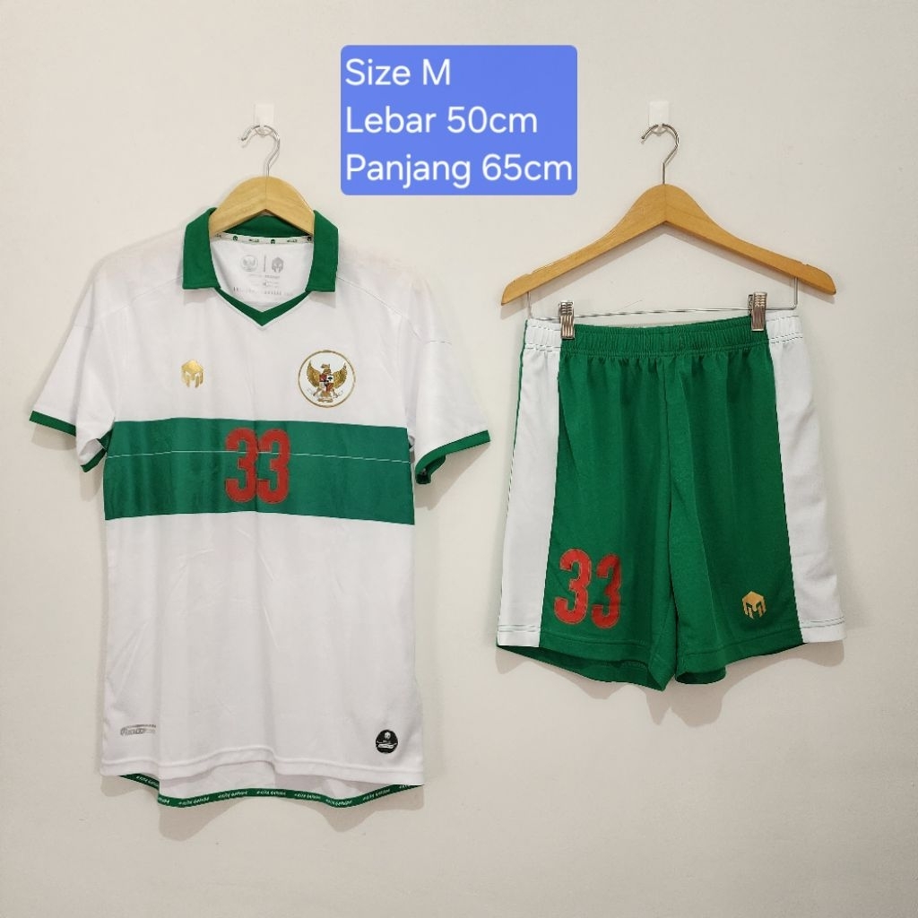 [USED] Original SET BAJU & CELANA Mills Jersey Timnas Indonesia Away Player Issue 2020 Nomor Punggun