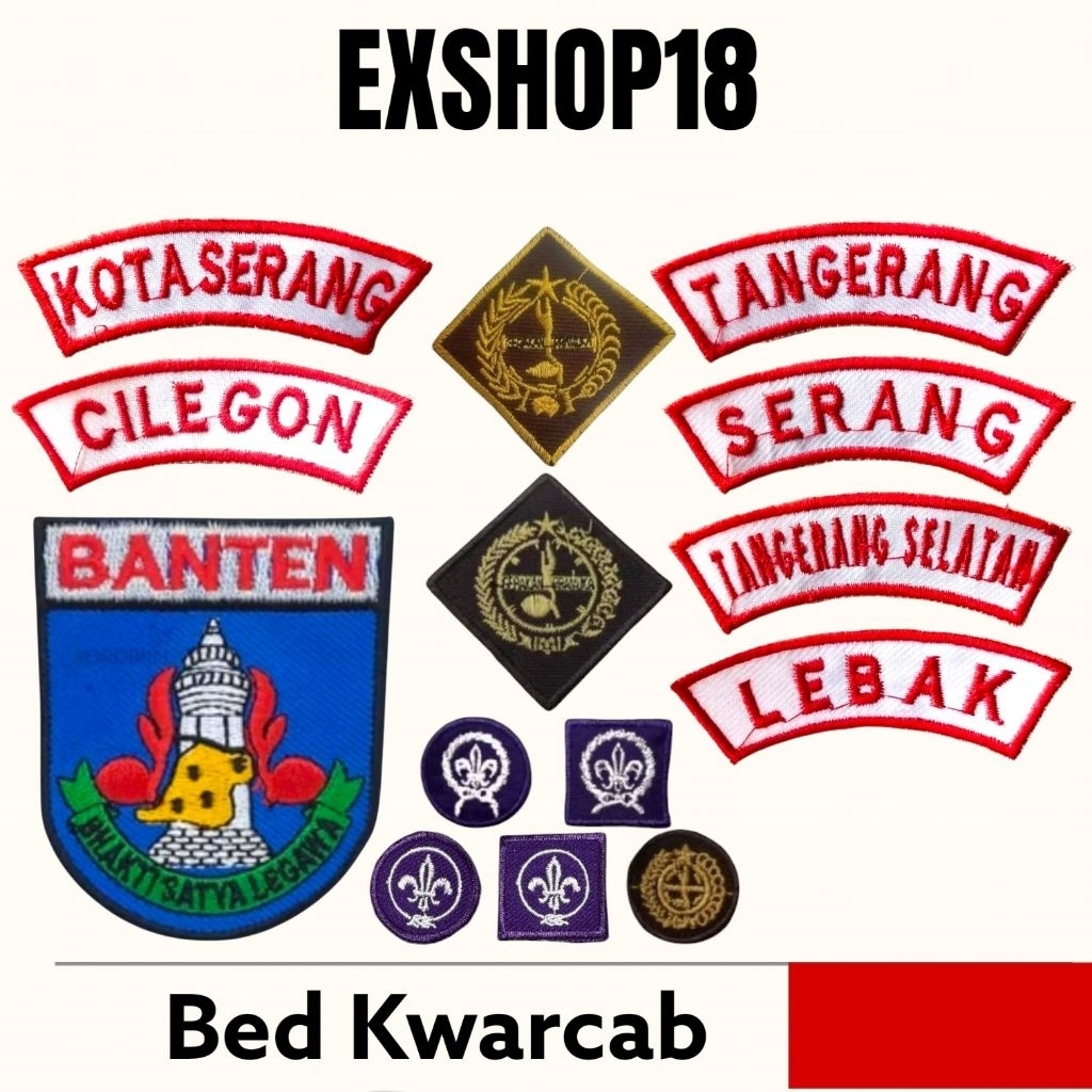 Bed Kwarcab Pramuka Banten Lengkap Bordir / Badge Kwarda Banten / Bed Atribut Pramuka Kwarcab Se Ban