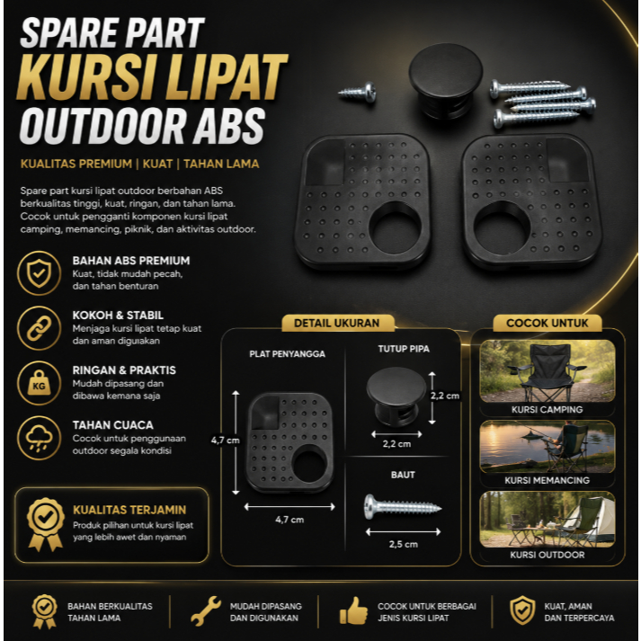 Spare Part Kursi Lipat Outdoor ABS Original Berkualitas Tinggi Komponen Pengganti Kursi Camping Mema