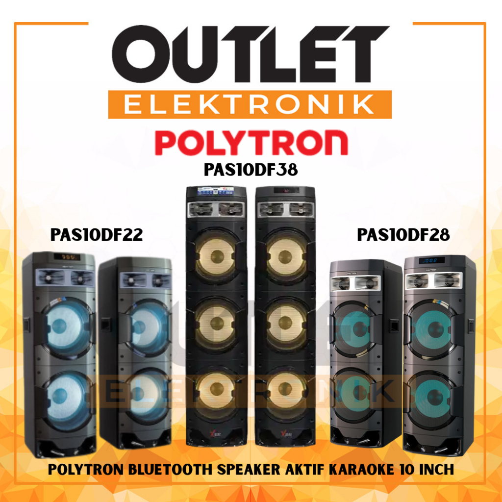 Polytron Speaker Aktif Bluetooth Karaoke PAS10DF22 / PAS10DF28 / PAS10CF228- Double Woofer 10" & Sup