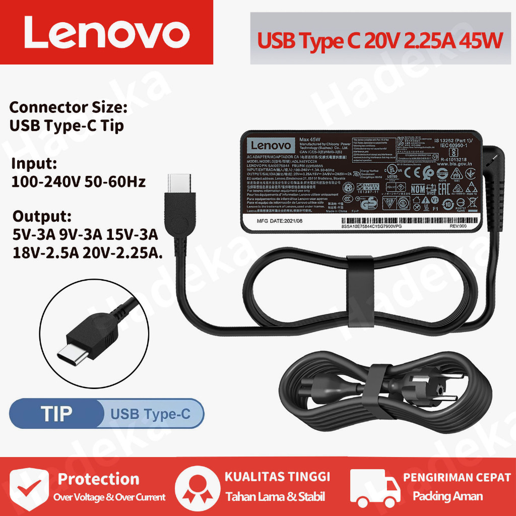 Lenovo 45W Type C Original Adaptor Charger Laptop Chromebook 100e S340 300e C330 500e C340 ThinkPad 
