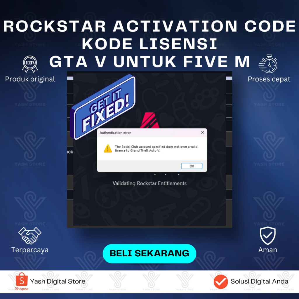 KODE LISENSI FIVE M / GTA ROLEPLAY FULL GARANSI