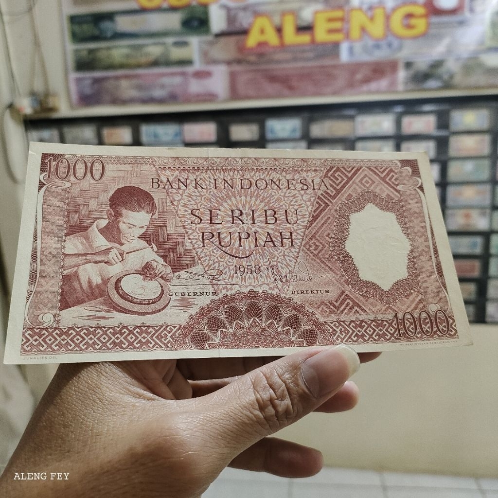 uang kuno seri pekerja 1000 rupiah coklat 1958