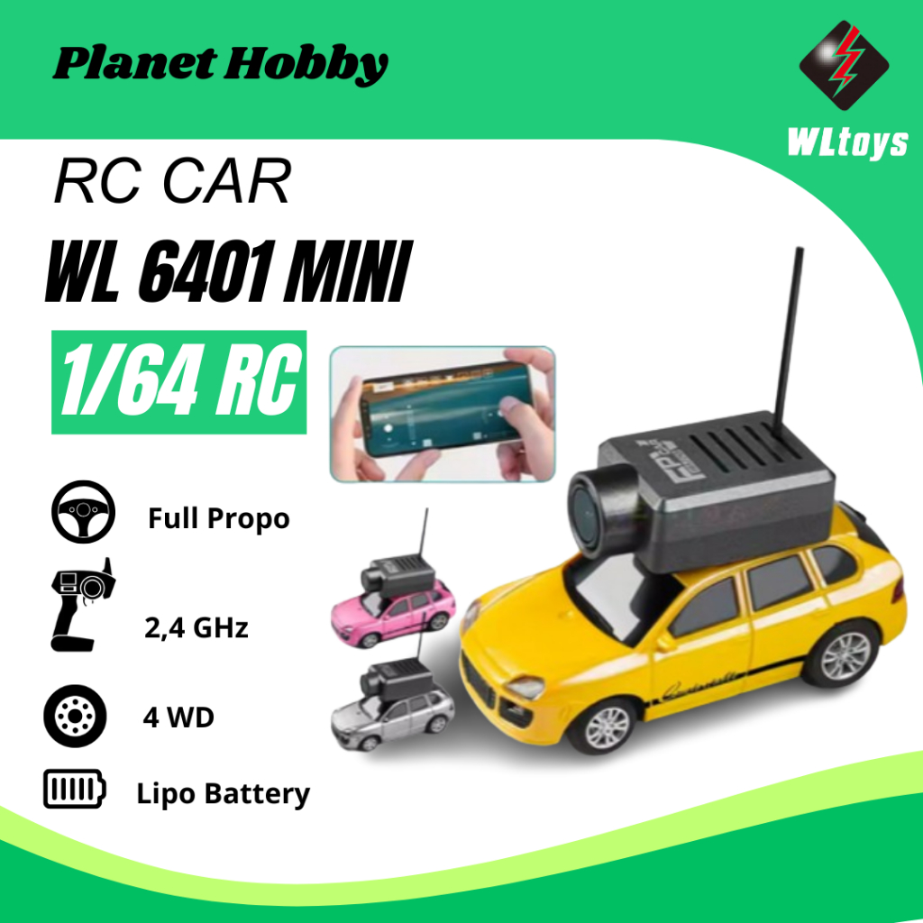 WLTOYS 6401 mobil Remote Control, 1:64 skala 2.4G Mini Rc Spy Camera Wifi
