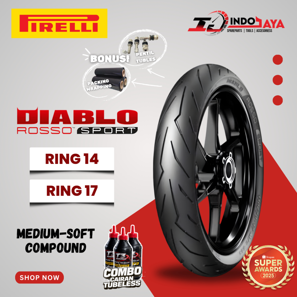[READY COD] BAN LUAR PIRELLI DRS MEDIUM SOFT COMPOUND TUBELESS  RING 17 14 ( 70/90 - 80/90 - 90/90 -