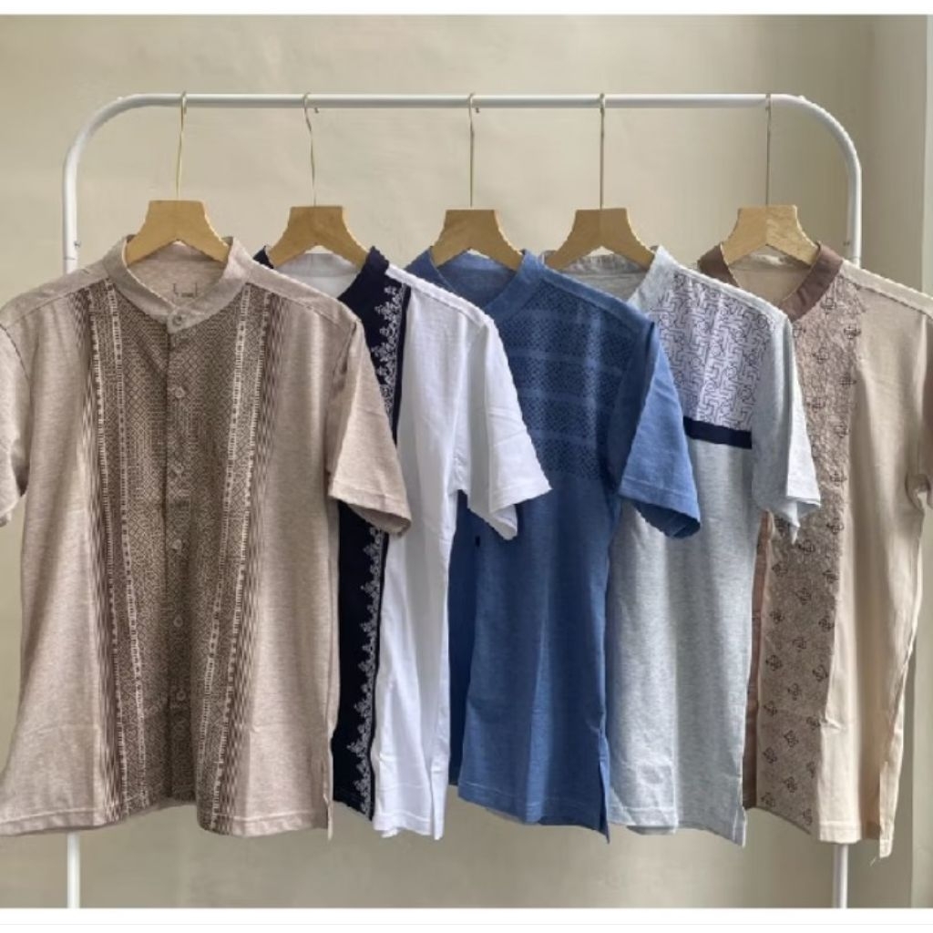 T ZONE Koko Dewasa Pria Lengan Pendek Motif Bordir Bahan Kaos Combed Premium Kemko T Zone