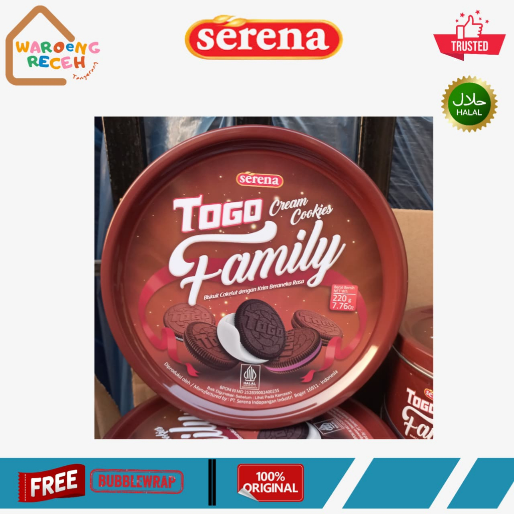 Serena Togo Cream Cookies Family Biskuit Cokelat Krim Beraneka Rasa Kaleng 220 Gr