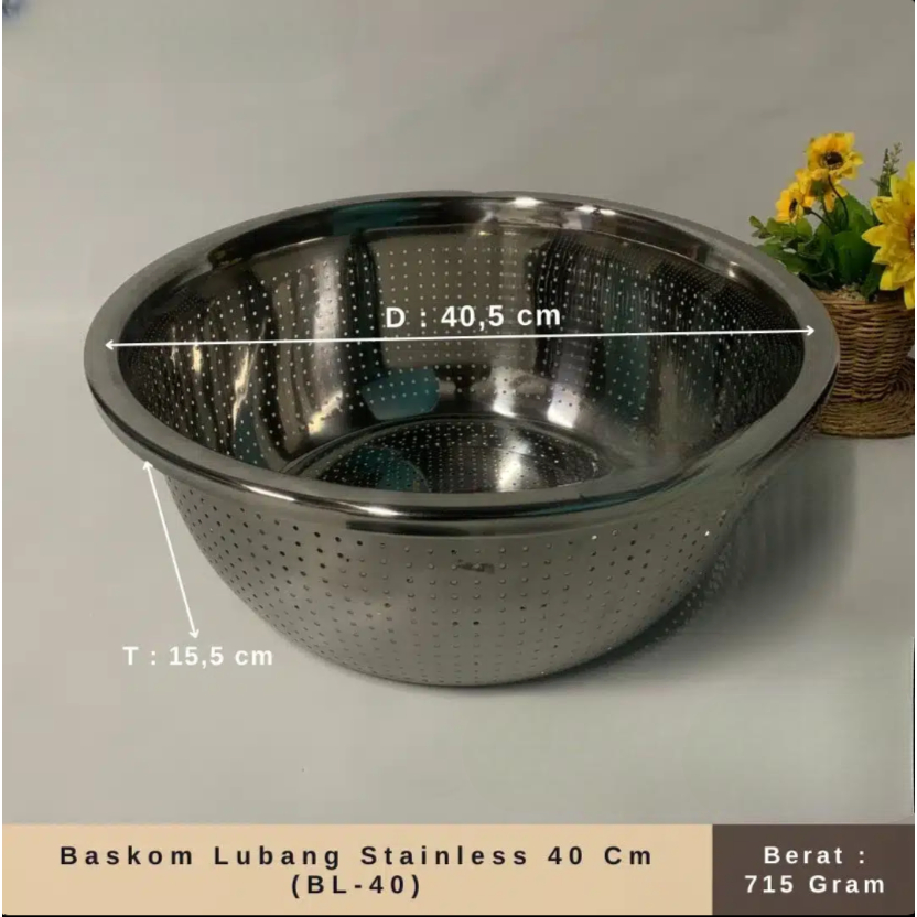 Baskom Lubang Stainless 40 Cm (BL-40)