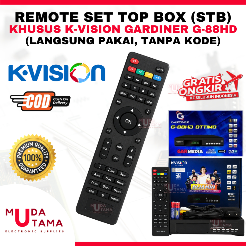 REMOT STB KVISION GARDINER G88HD OTTIMO - REMOTE SET TOP BOX K-VISION GARDINER G-88HD - REMOTE REMOT