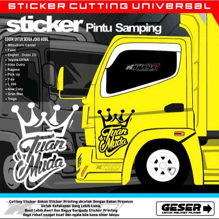 Sticker pintu samping tuan muda stiker pintu kaca truk canter pickup colt mobil dll keren