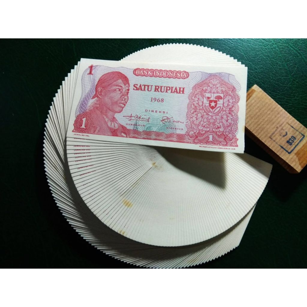 Uang Kuno 1 Rupiah Soedirman 1968 Gress
