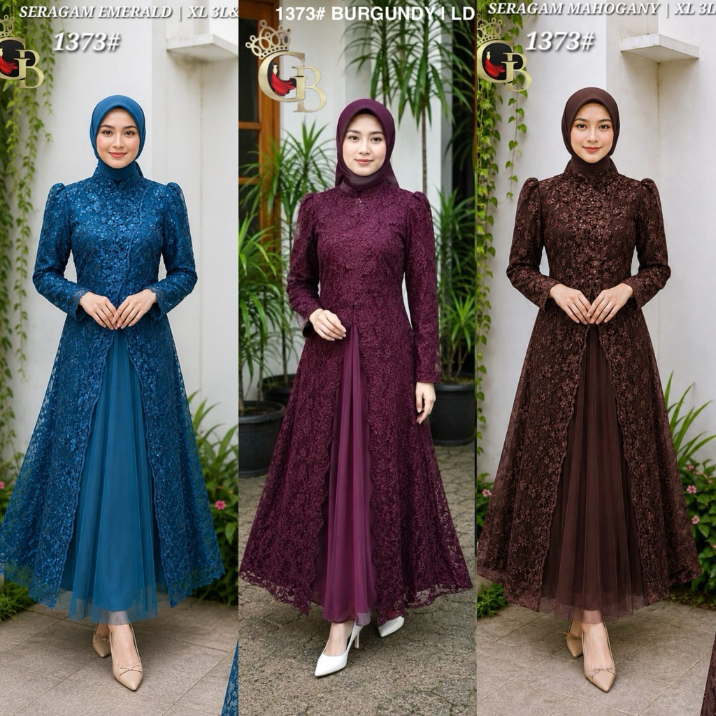 GAMIS MUSLIM DEWASA BAHAN BROKAT TILLE KOMBINASI TUTU