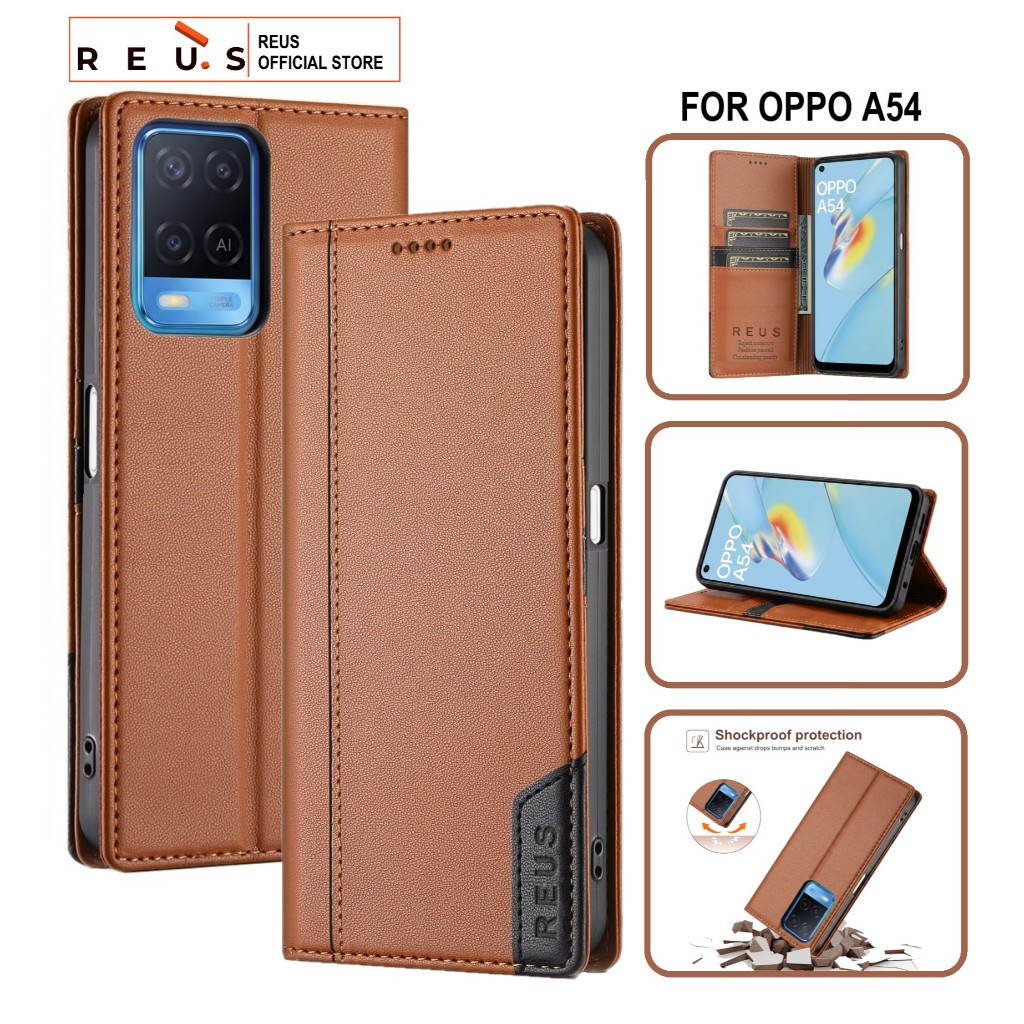 Reus Leather Case Flip Oppo A54 Premium Magnet Shockproof Cover - REUS Official Store