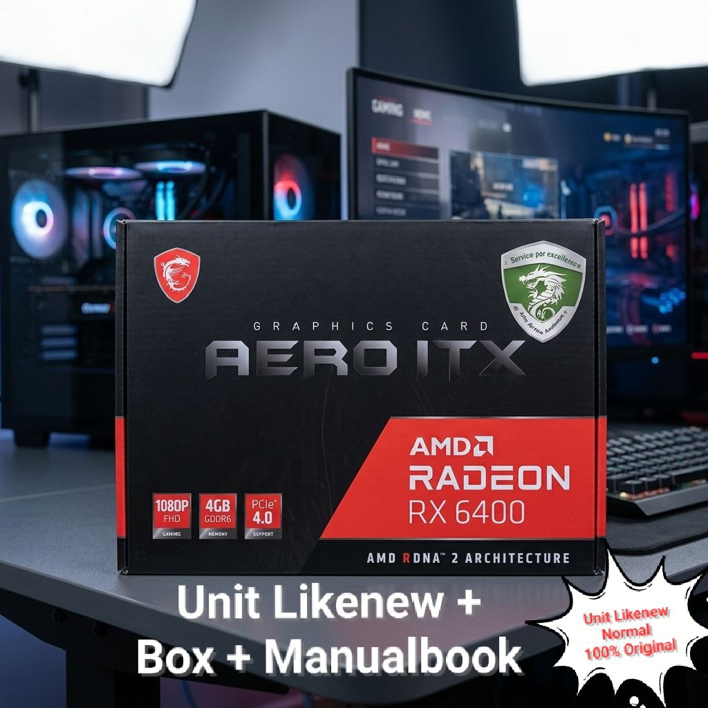 MSI Radeon RX 6400 4GB GDDR6 PCIe 4.0 VGA Gaming AMD RX6400 Full HD 1080P Likenew Mantap