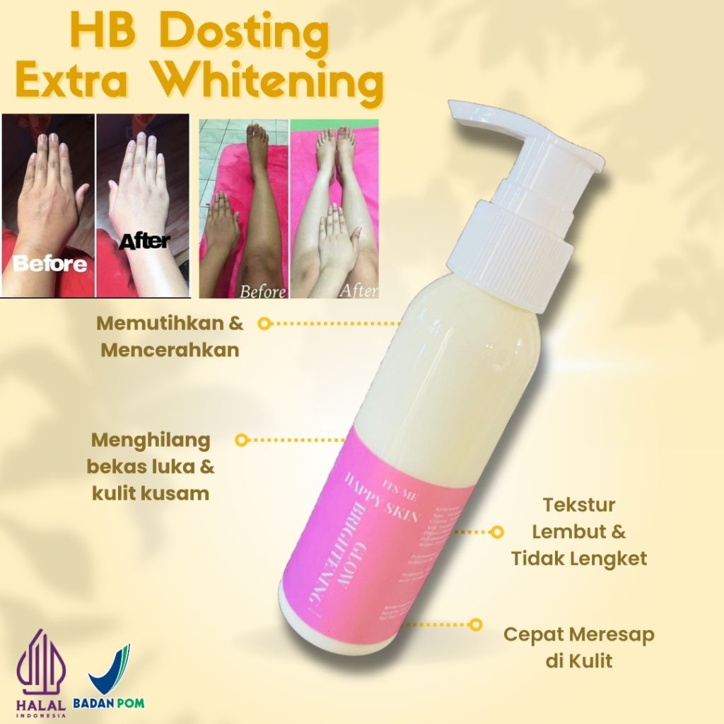 HB DOSTING WHITENING BPOM Pemutih badan Niacinamide & Alpha - arbutin Memutikan 10x Lebih Cepat dan 