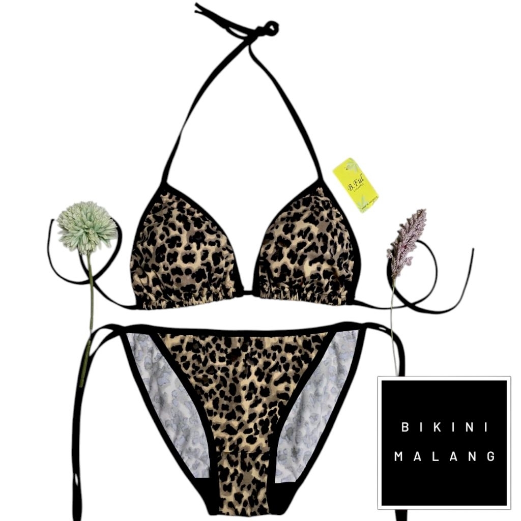BIKINI BF005 SWIMSUIT TALI SAMPING WARNA LORENG SEKSI