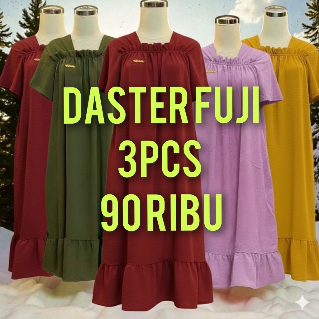 Paket 3pcs 100Ribu Daster Fuji Bahan Crinkle Airflow Premium