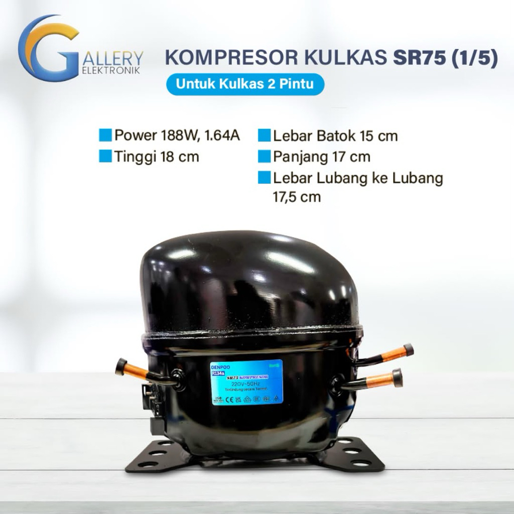 Kompresor kulkas Frezeer compressor showcase Freezer 1 pintu SR75 - 1/5PK