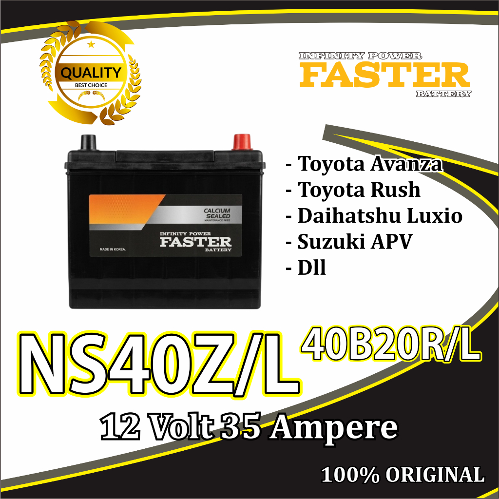 Faster MF NS40Z / NS40ZL (40B19R / 40B19L) 12V 35Ah Original - Aki Avanza, Mobilio